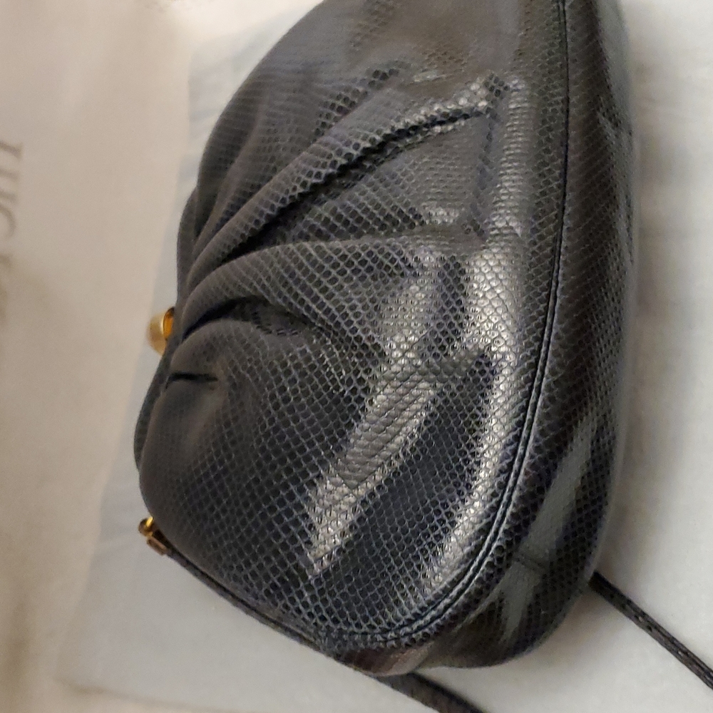 Judith Lieber Snake Skin Evening Bag Crossbody Purse Navy - Picture 4 of 12